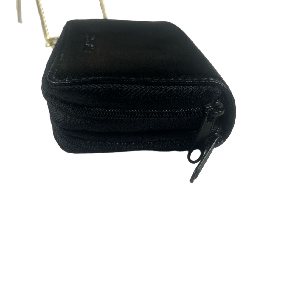 Buxton Wallet Ziparound Black Classic Genuine Leather w/Accordion Organizer - Picture 6 of 8